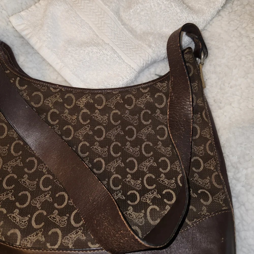 Celine Chocolate Brown Denim Canvas Hobo - Picture 13 of 13